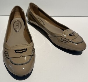 TOD'S Patent Leather Driving Shoes Ballet Flats Loafers Slippers Moccasins Sz9.5