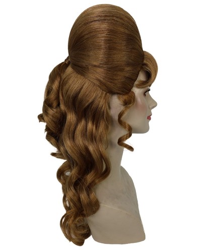 HPO Adult Women's Class 60's Brown Half Updo Wig with Ponytail, HW-7577 - Picture 16 of 65