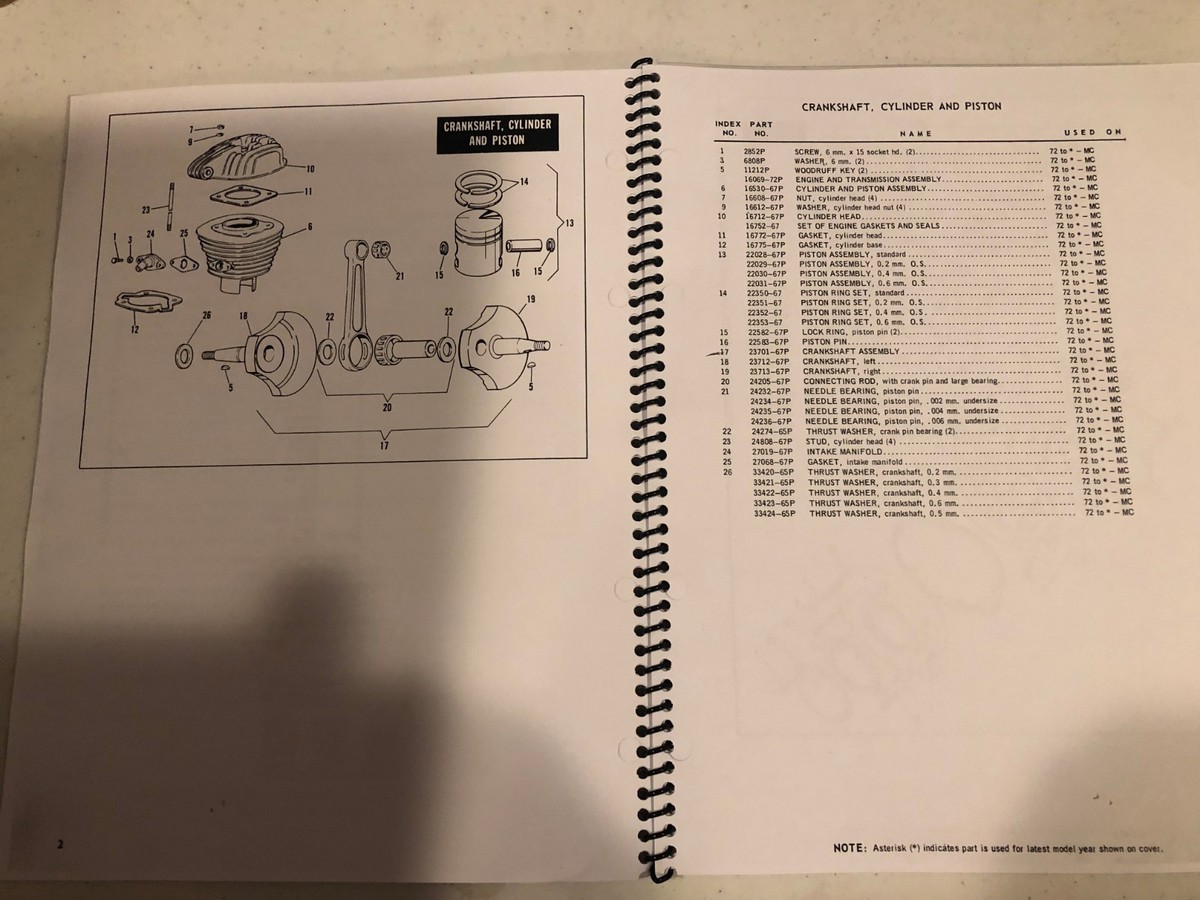 1972 HARLEY AERMACCHI M-65CC SHORTSTER PARTS CATALOG 99443-72 AMF