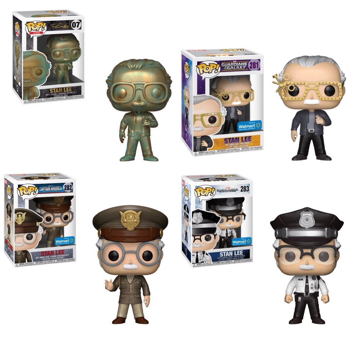 postkontor nul tavle Funko POP! Stan Lee Patina / Futuristic Glasses / General / Security Guard  Set | eBay