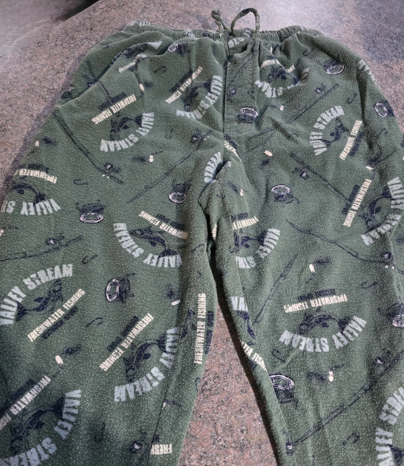 Pantalones de salón pijama para hombre Faded Glory verde oliva; talla pequeña Foto 2 de 4