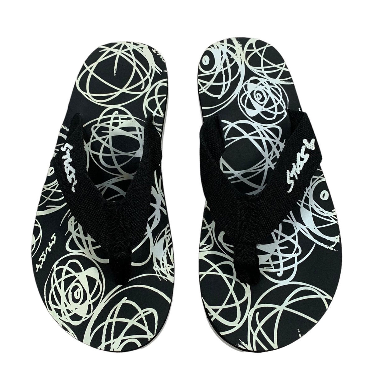 Vintage Stussy x Futura Black & White Atom Slip On Flip Flop Sandal Slides Sz 5 Rocket Dog Women main image 4