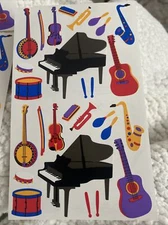 Vintage Mrs. Grossman's Musical Instruments Stickers Mod Sheet Piano Music