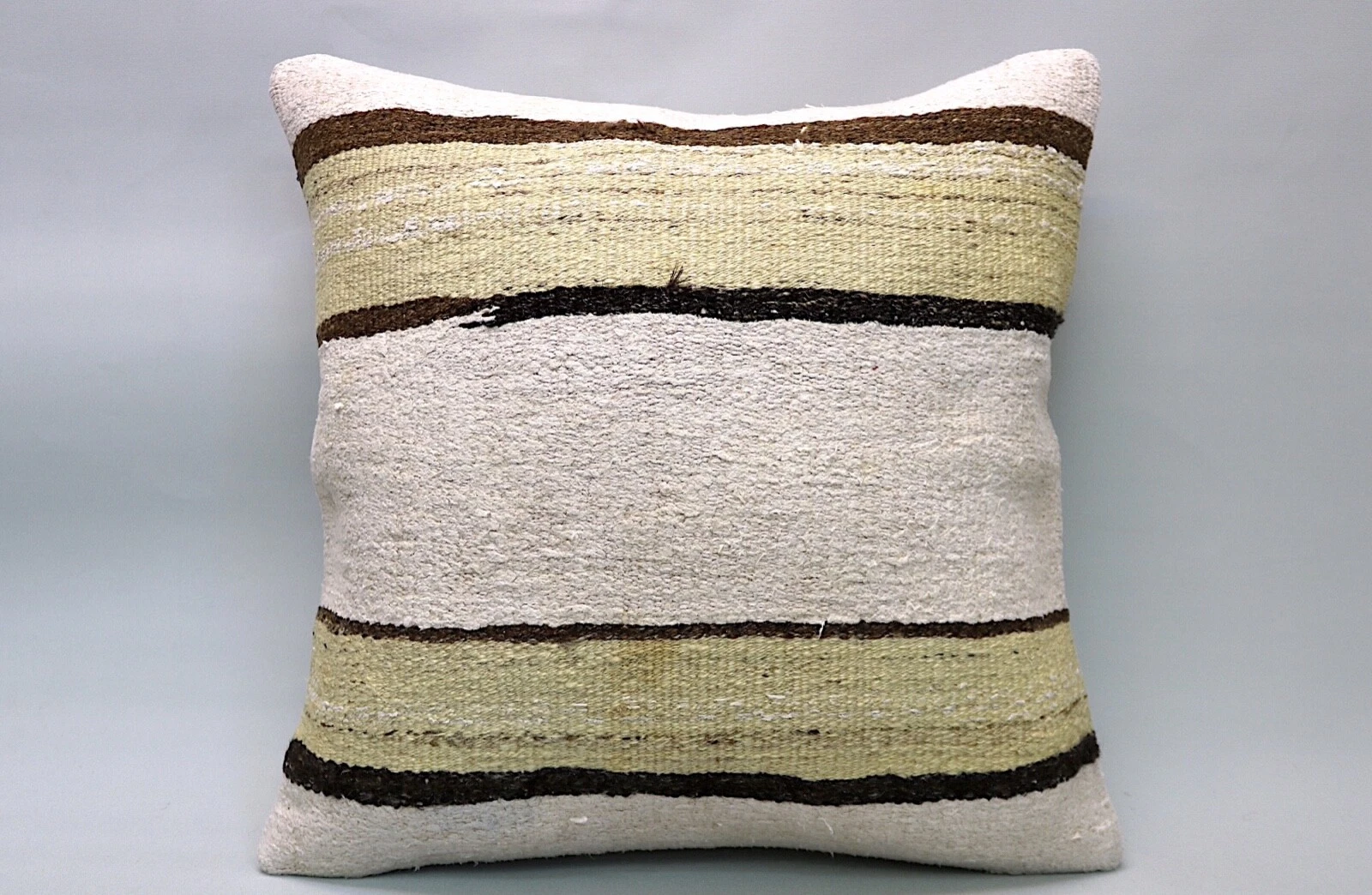 Hemp Square Pillow, 20”x20”, Decorative Throw Cushion, Vintage Pillow