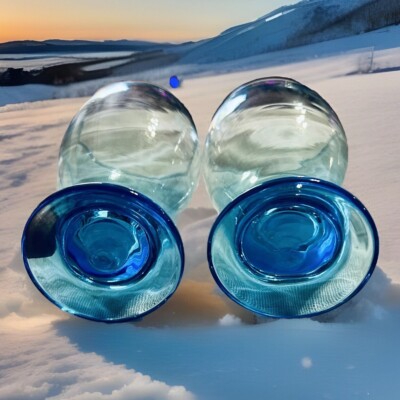 ドイツクリスタルグラス　ヴァーヴァリア1421 CLASSIC CRISTAR Turquoise Water Goblets Footed 12 oz