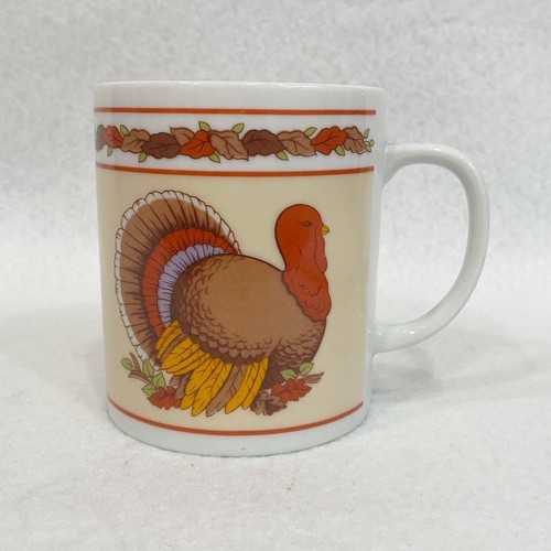 Vintage 1986 George Good Fabrizio Thanksgiving Turkey White Ceramic Coffee Mug - Picture 3 of 8