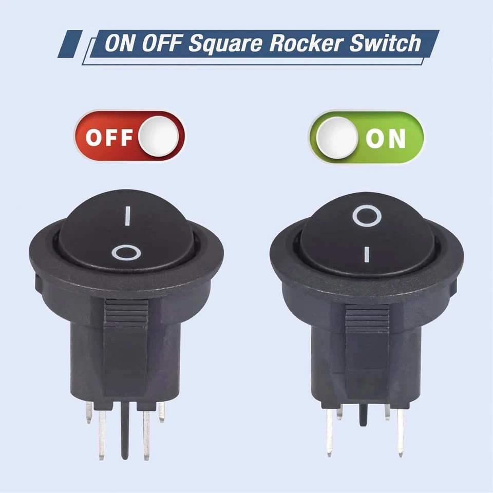 1PC 4-Pin Round Rocker Switch ON/OFF Self-Locking 6A 250V 10A 125V Car Boat - Image 4 of 4