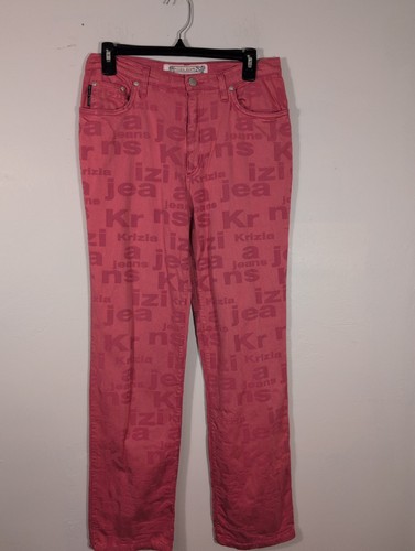 Krizia, KRIZIA WOMEN'S PANTS SALMON COLOR Y2K Vintage Graphic SIZE-32 RARE
