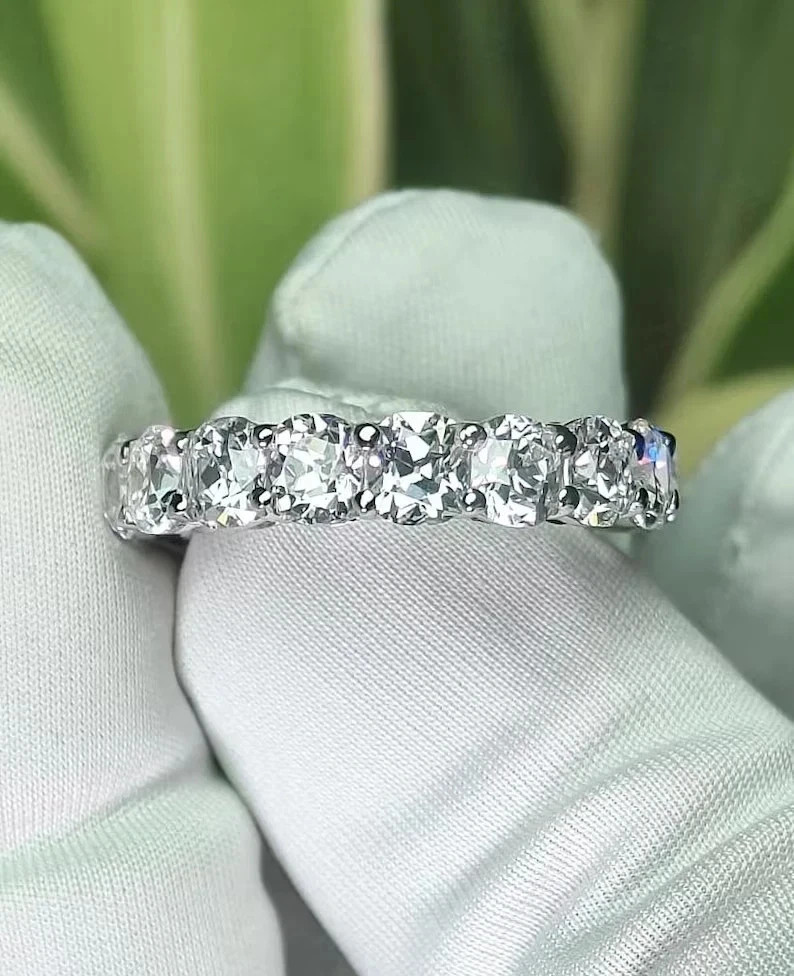 5.00 Ct Round Cut Natural Diamond Eternity Wedding Band 950 Platinum Size 6 7 8