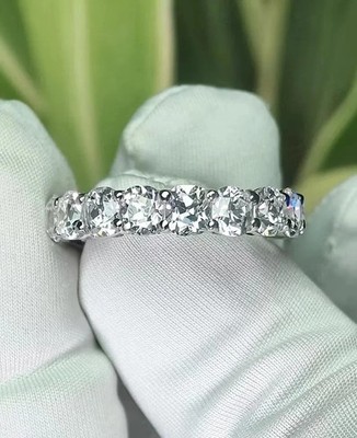 5.00 Ct Round Cut Natural Diamond Eternity Wedding Band 950 Platinum Size 6 7 8