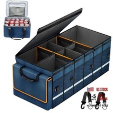 Car Trunk Organizer and Storage with Removable Leakproof Cooler Large Blue