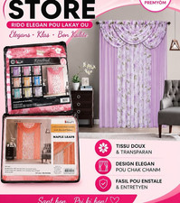 BollFit Rosebud Pink Sheer Floral Curtain Panels 53x84 Polyester Rod Pocket