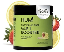 HUM Nutrition Flatter Me Fiber, Digestive Enzymes Prebiotics, Strawberry  4oz. 