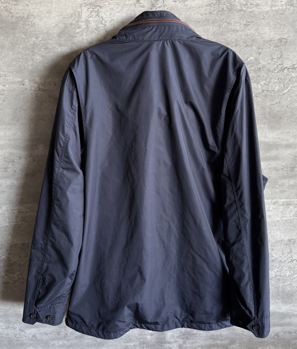 Vintage 1990s Polo Ralph Lauren Navy Blue Calf Leather Trim Bomber