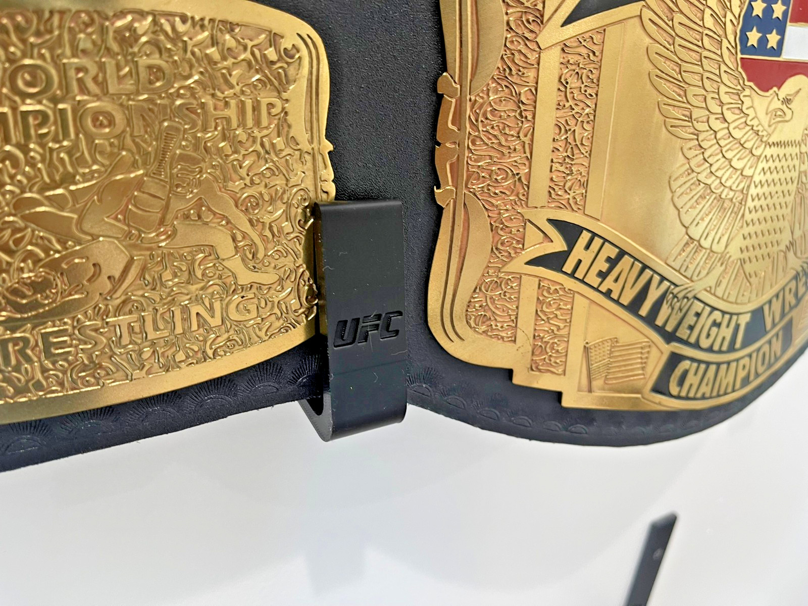 Black UFC Championship Belt Wall Mount Brackets – Wall Display Hooks (Set of 2)