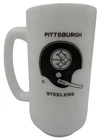 Vintage 1970s Pittsburgh Steelers Milk Glass Tall Coffee Mug Single Bar Helmet