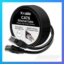 Cat 6 Ethernet Cable 50 ft Snagless RJ45 Patch Cord Black