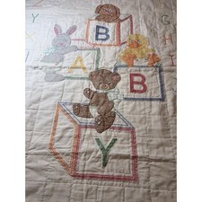 Jack Dempsey Completed Needle Art Cross Stitch Baby Blocks Crib Blanket 38"x57.5