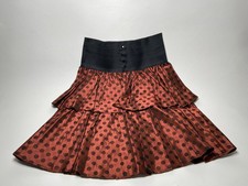 Vintage 80 s Betty Sheila POLKA DOT METALLIC BRONZE tiered cute RUFFLE SKIRT