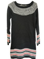 Athleta Womens Fair Isle Short Sweater Dress 879198 Small Black Gray Cashmere 22