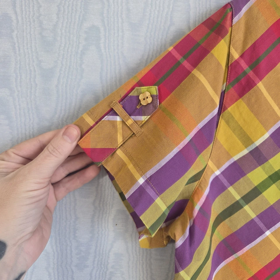 Camisa De Colección Y2K Bechamel Para Mujer M Abotonada Colorida Cuadros Extravagante Dopamina Foto 2 de 4