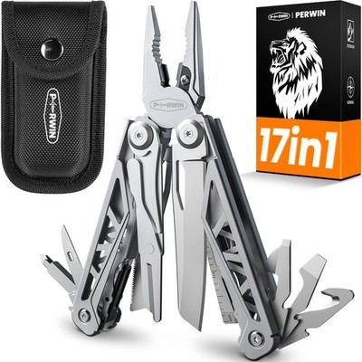 PERWIN Multitool 17 in 1 Stainless Steel Multi Tool Pliers with Self Locking