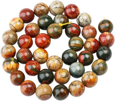 10Mm Picasso Jasper Gemstone round Loose Beads 15 Inch for Jewelry Making Findin