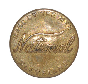 PAT 1918 NATIONAL CLEVELAND OVERALLS  WOBBLE SHANK UNION Button MADE BY THE MEN
