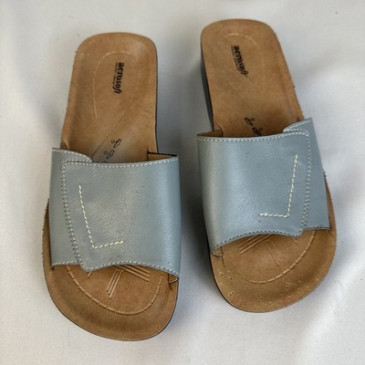Aerosoft Women's Prissy  Summer Comfortable Slip on Slide 38 Light Blue Gray 7.5