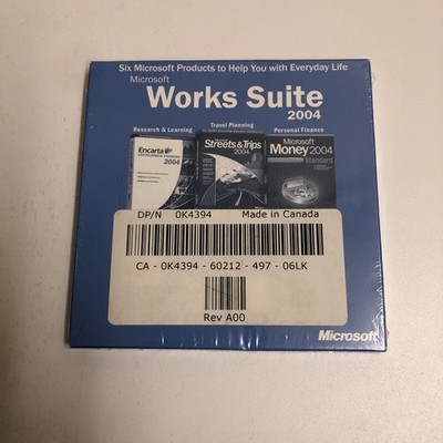 FACTORY SEALED Microsoft Works Suite 2004 PC Software Disc w/ Product Key