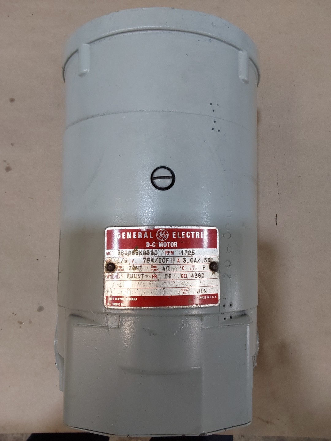 GE General Electric 5BCD56KB32C 1/4 HP DC Electric Motor 56 Frame 1725RPM