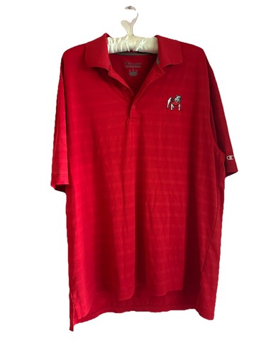 University Of Georgia Champion Mens L Red Polo Shirt UGA Bulldogs Football NWT - Picture 1 of 6