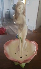 Vintage German Art Deco Nude Lady Flower Frog Unique Flower Base Germany