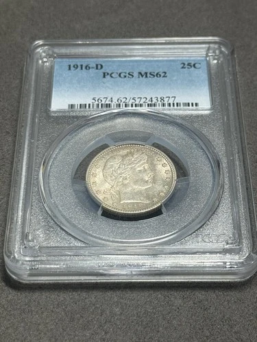 1916-D BARBER QUARTER MS62 BLAST WHITE LUSTROUS COIN Pcgs 50c Silver