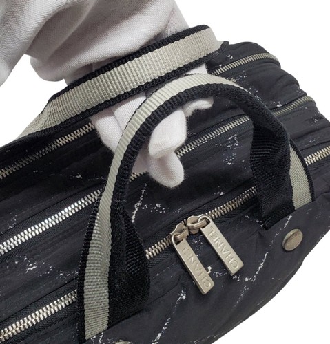 D3151 CHANEL Borsa a mano vecchia linea da viaggio con guarnizione nylon nero - Foto 7 di 10