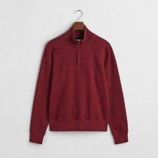 GANT Sacker Rib Half Zip Sweatshirt, Burgundy 2XL - New Without Tags