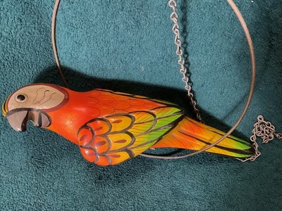 Vintage tropical bird hanging on hoop and chain parrot mccaw #2