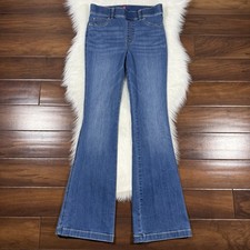 Spanx Women's Size Medium Vintage Indigo Wash Flare Pull On Denim Jeans