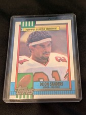 1990 Topps #469 Deion Sanders Super Rookie Atlanta Falcons MBS 9 Mint NFL Card. rookie card picture