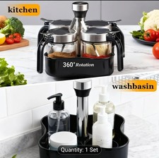 360 Rotating Spice Rack Organizer Set Kitchen Bathroom Storage Holde