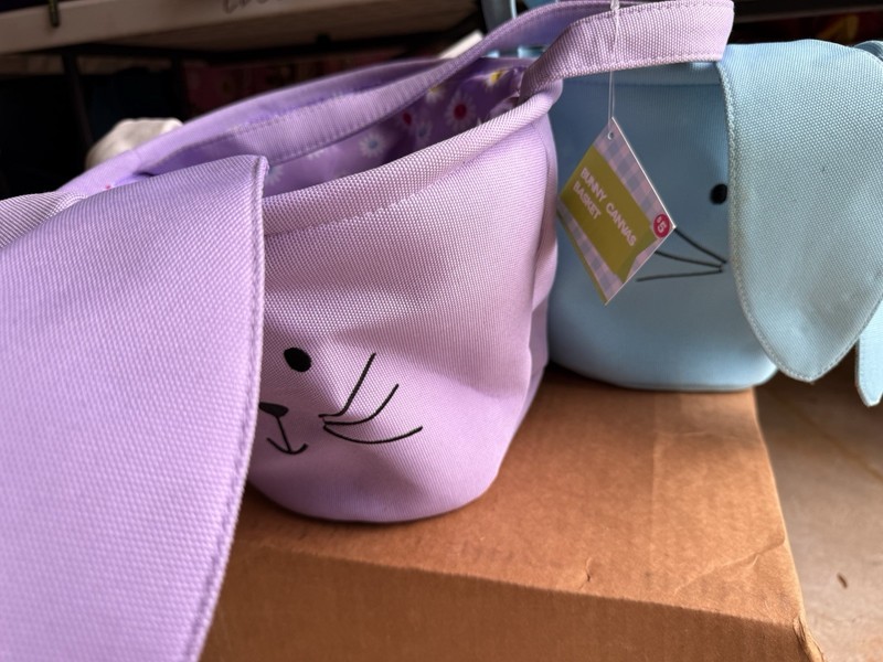 Set Of 3 Linen Easter Baskets