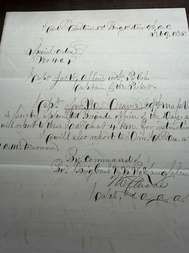 1864 CIVIL WAR DOCUMENT - 29th MA Infantry, Brig General & Medal Honor Recipient