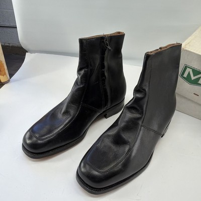 O'SULLIVAN Mens 10.5 4E EXECUTIVE IMPERIAL Black Leather Side Zip Boots Ykk Zip
