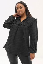 Yours Curve Women's Plus Size Textured Crochet Trim Top