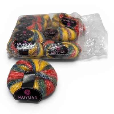 Lot of 9 MUYUAN  Mohair Yarn 25g EA Rainbow Multicolored NEW