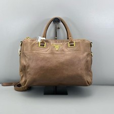 Authentic vintage Prada brown soft leather tote bag with shoulder strap