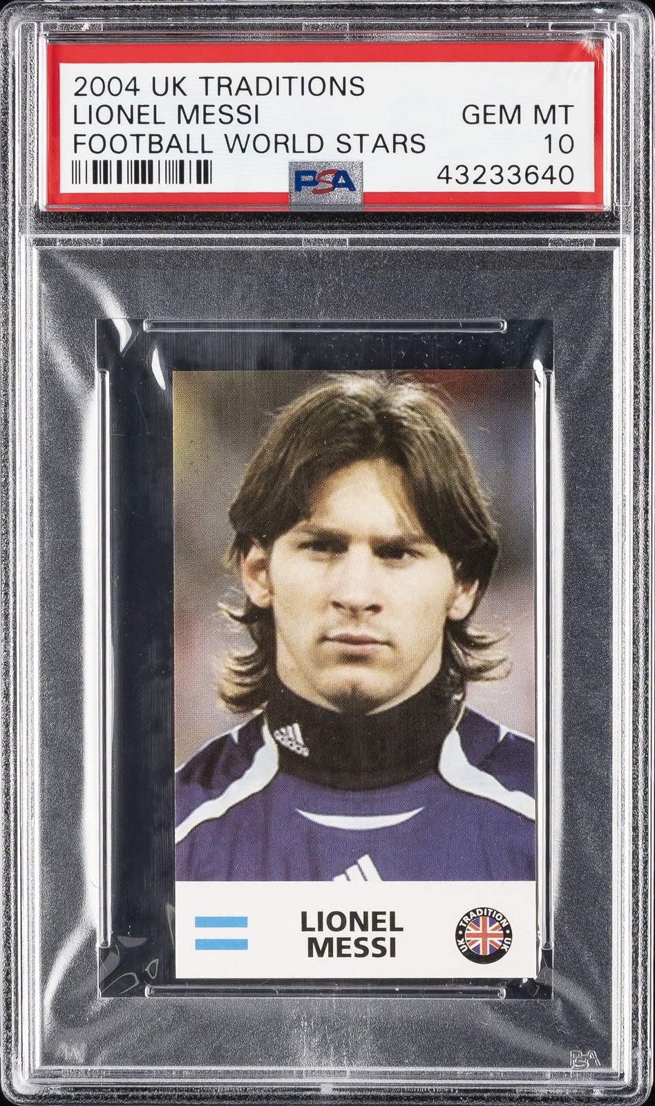2006 UK TRADITIONS FOOTBALL WORLD STARS LIONEL MESSI PSA 10