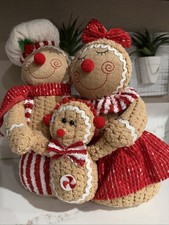 Plush Gingerbread Family Christmas Decor