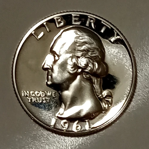 🟅 1961 PROOF 90% Silver Wash. Quarter 25¢