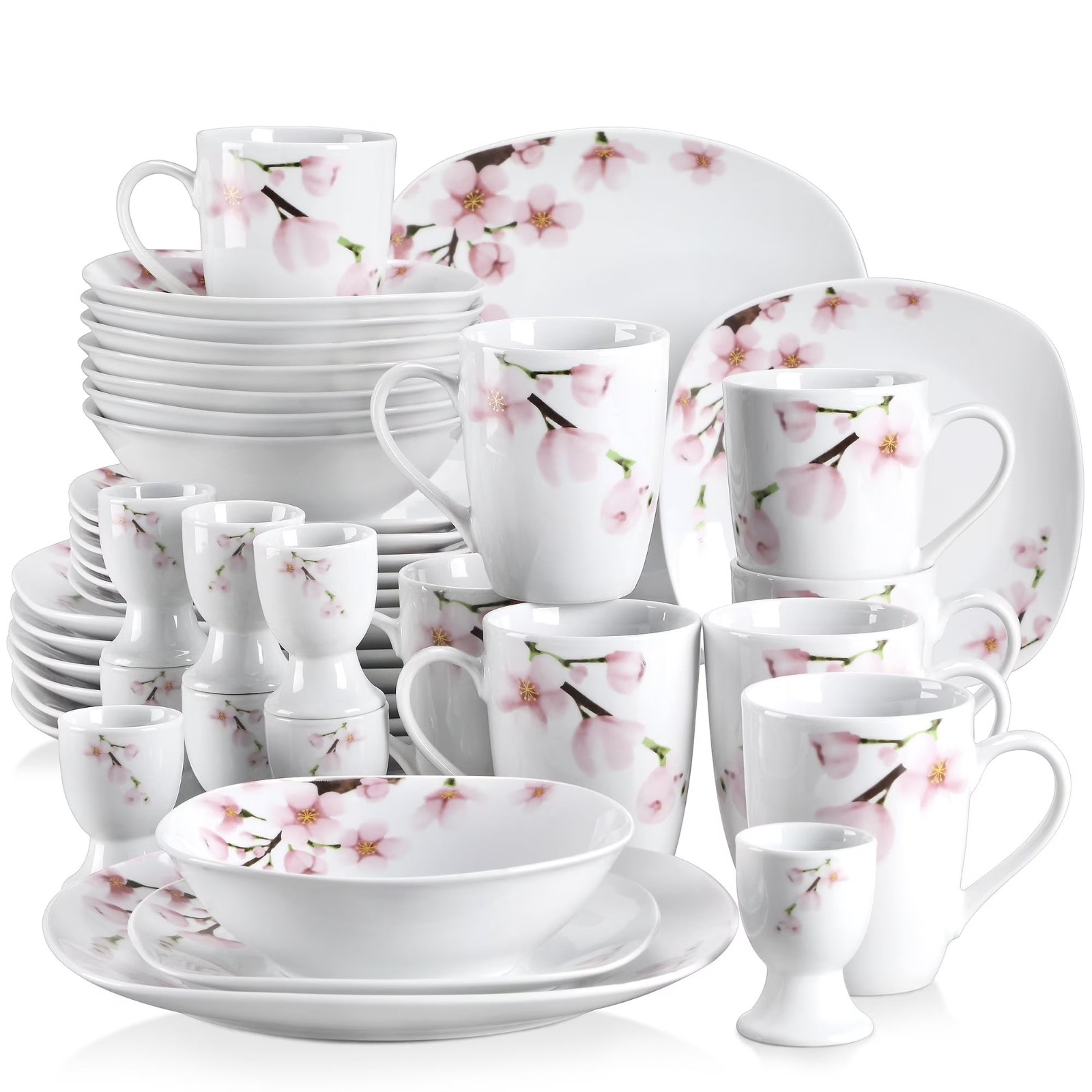 40 Pieces Porcelain Ivory White Service For 8